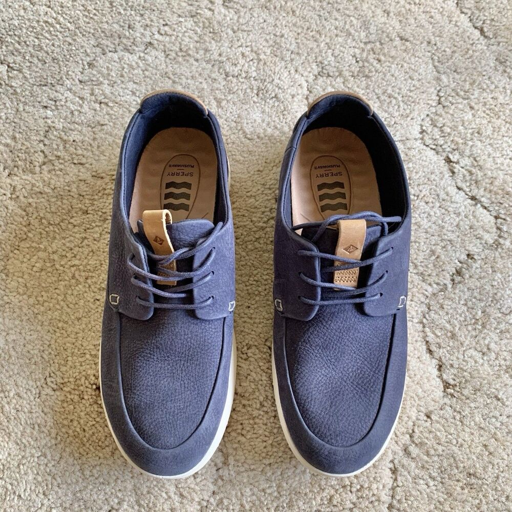 Sperry Women’s Coastal Plushwave Navy Blue Low Top Leather Boat Shoes/Sneakers 8 - Picture 3 of 14